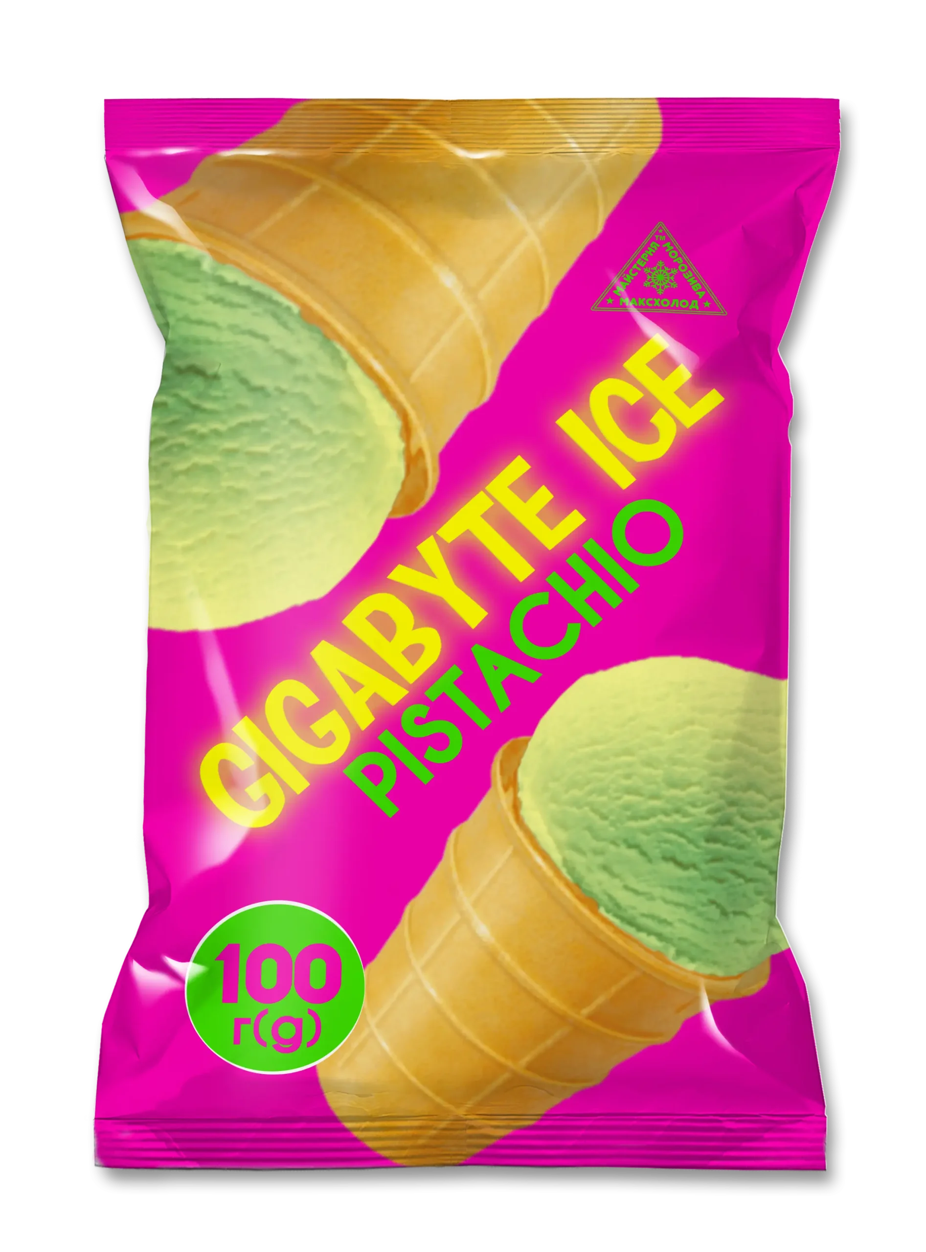 Морозиво «CIGABYTE ICE PISTACHIO» зі смаком фісташки у ваф. стак-ку